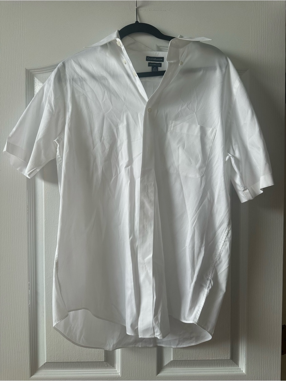 croft & barrow White Short-Sleeve Button-Up Dress Shirt